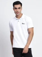 Men's White Cotton Blend Polo T-Shirt
