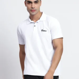 Men's White Cotton Blend Polo T-Shirt
