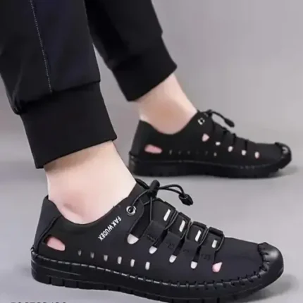 Black Brown Casual Open-Toe Sandals for Men