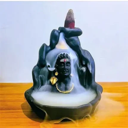 Lord Adiyogi Incense Holder, Shiva Smoke Fountain, Mahadev Idol for Home Decor, Backflow Cone Burner, Shiv Shankara Statue, Resin Showpiece for Meditation, Scented Cone Burner Shiva Idol